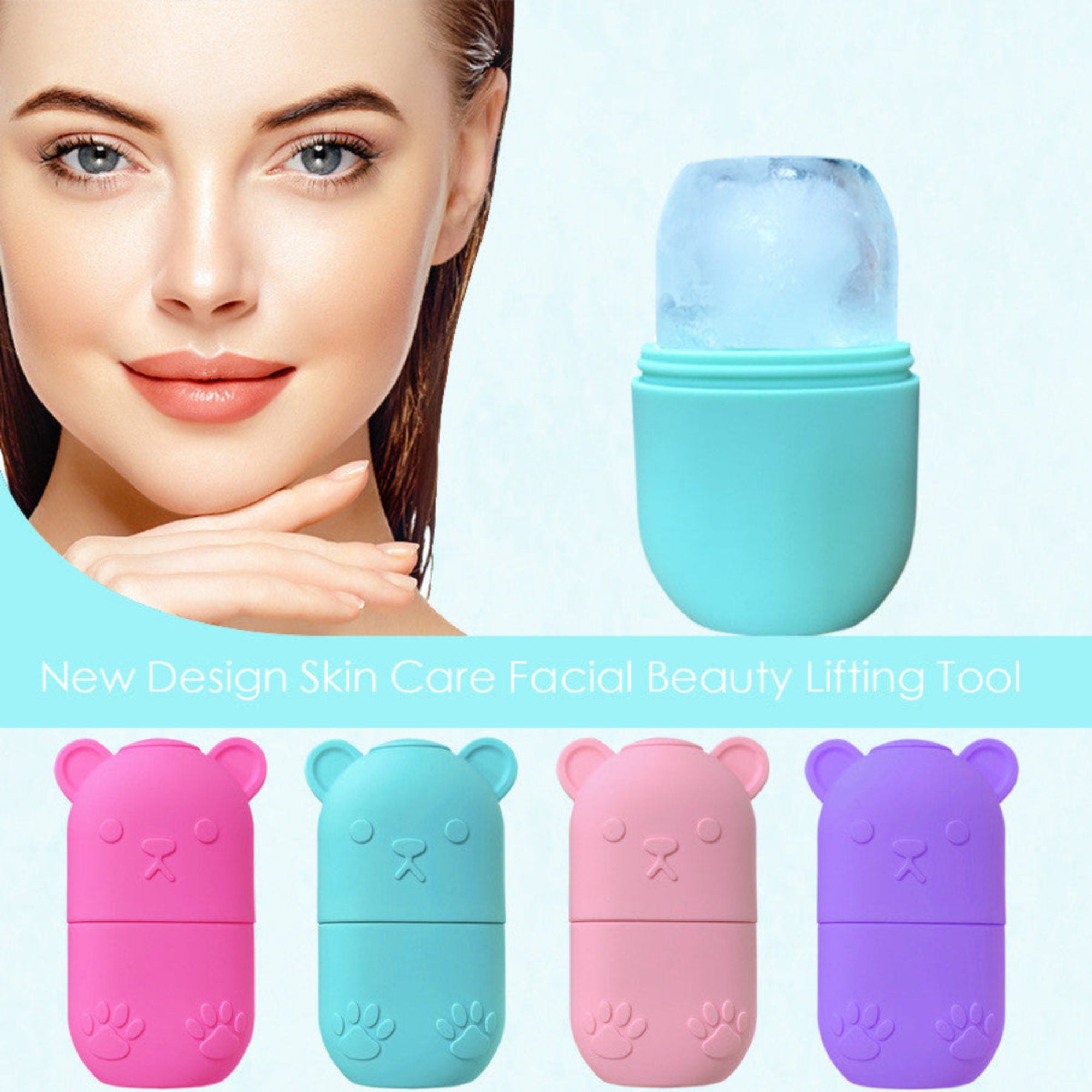 GlowBear™ Ice Face Roller – Pore Tightening & De-Puff Skin Tool